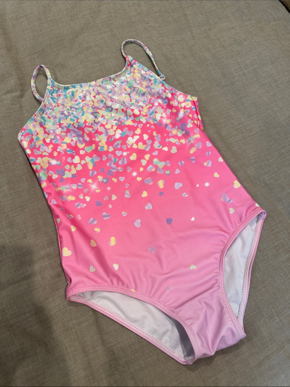 Kids Pink Heart-Print One-Piece Swimsuit